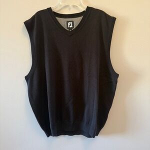 FootJoy FJ Mens V Neck Sweater Vest Black Golf XL